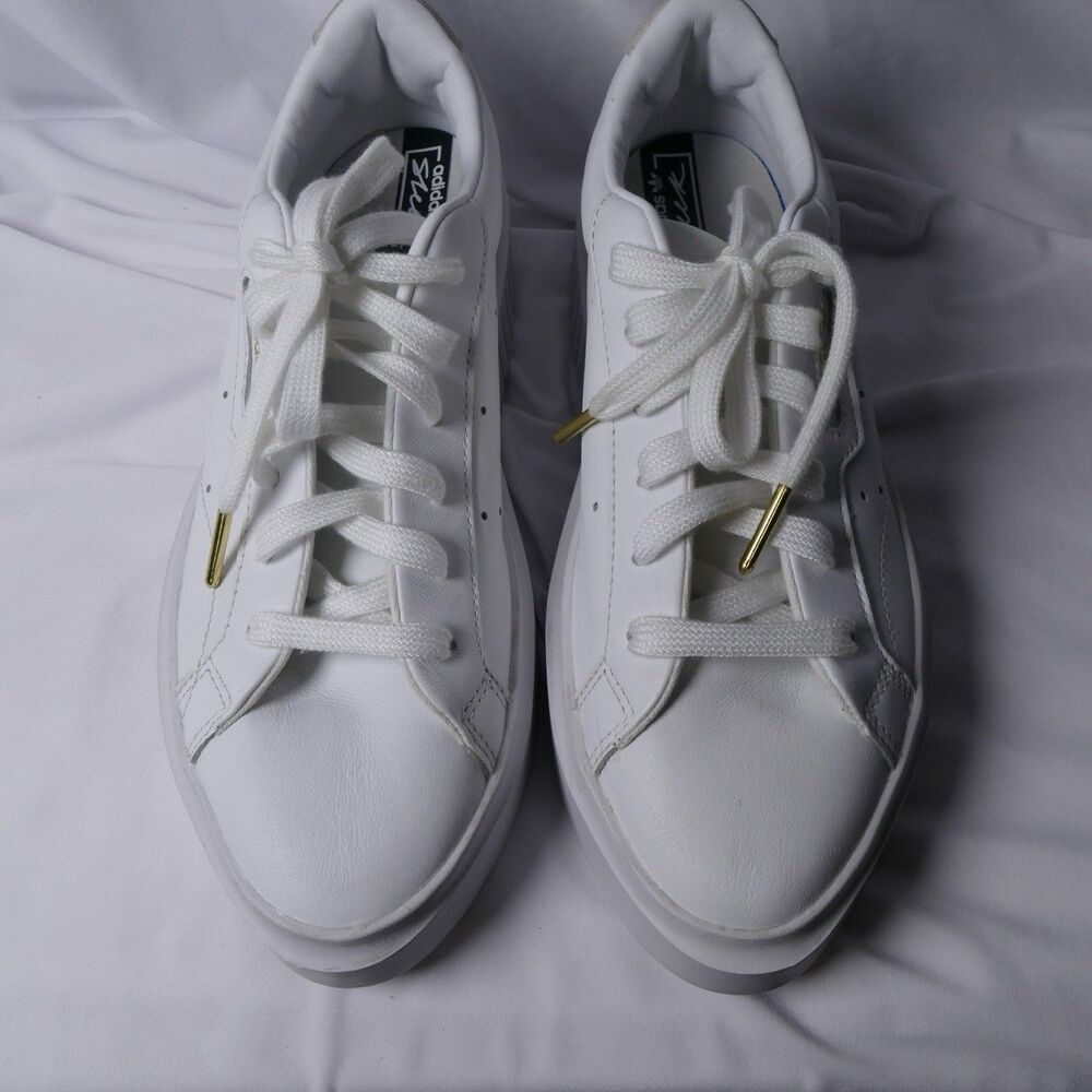 adidas Sleek Platform Sneakers Women’s 7 White Gold Leather Low Top Shoes